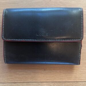Lodis Black and Red Leather Wallet